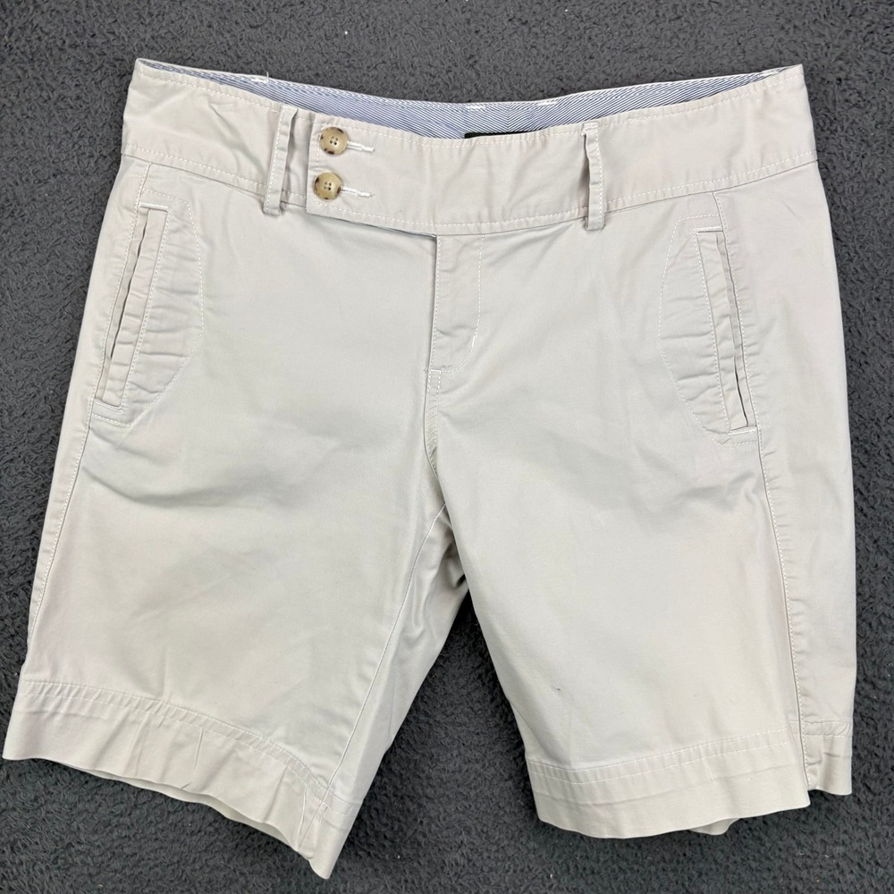 Eddie Bauer Vashon Fit Khaki Chino Shorts Mens Petite 14 Beige Cotton Stretch
